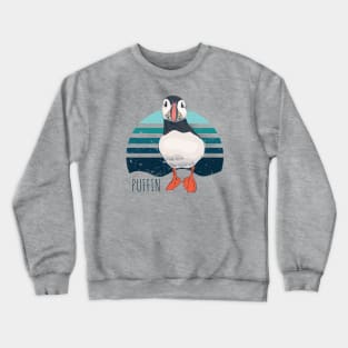 Puffin on vintage sea background Crewneck Sweatshirt